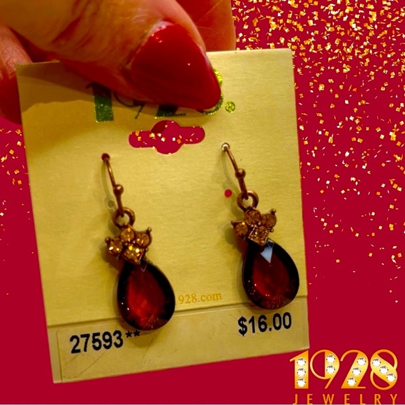 Gold and Brown Teardrop Earrings - Picture 1 of 6